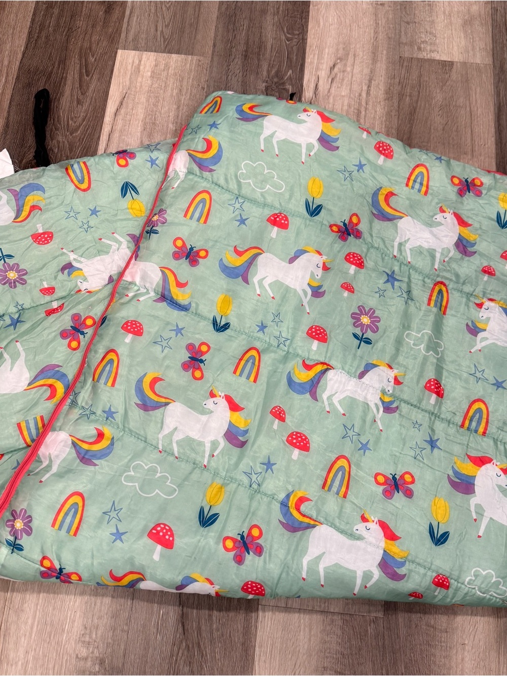 Colorful Blue Unicorn Print Kids Sleeping Bag Camping Outdoors